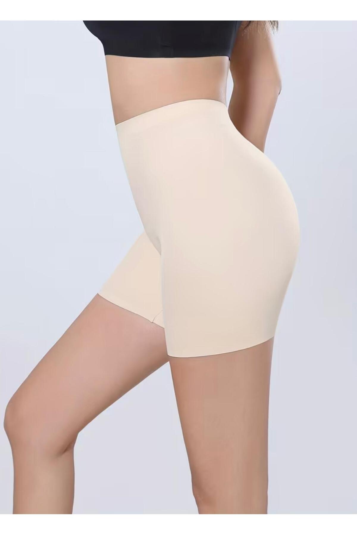Büyük Beden Lazer Kesim Toparlayıcı Paçalı Korse – Bej