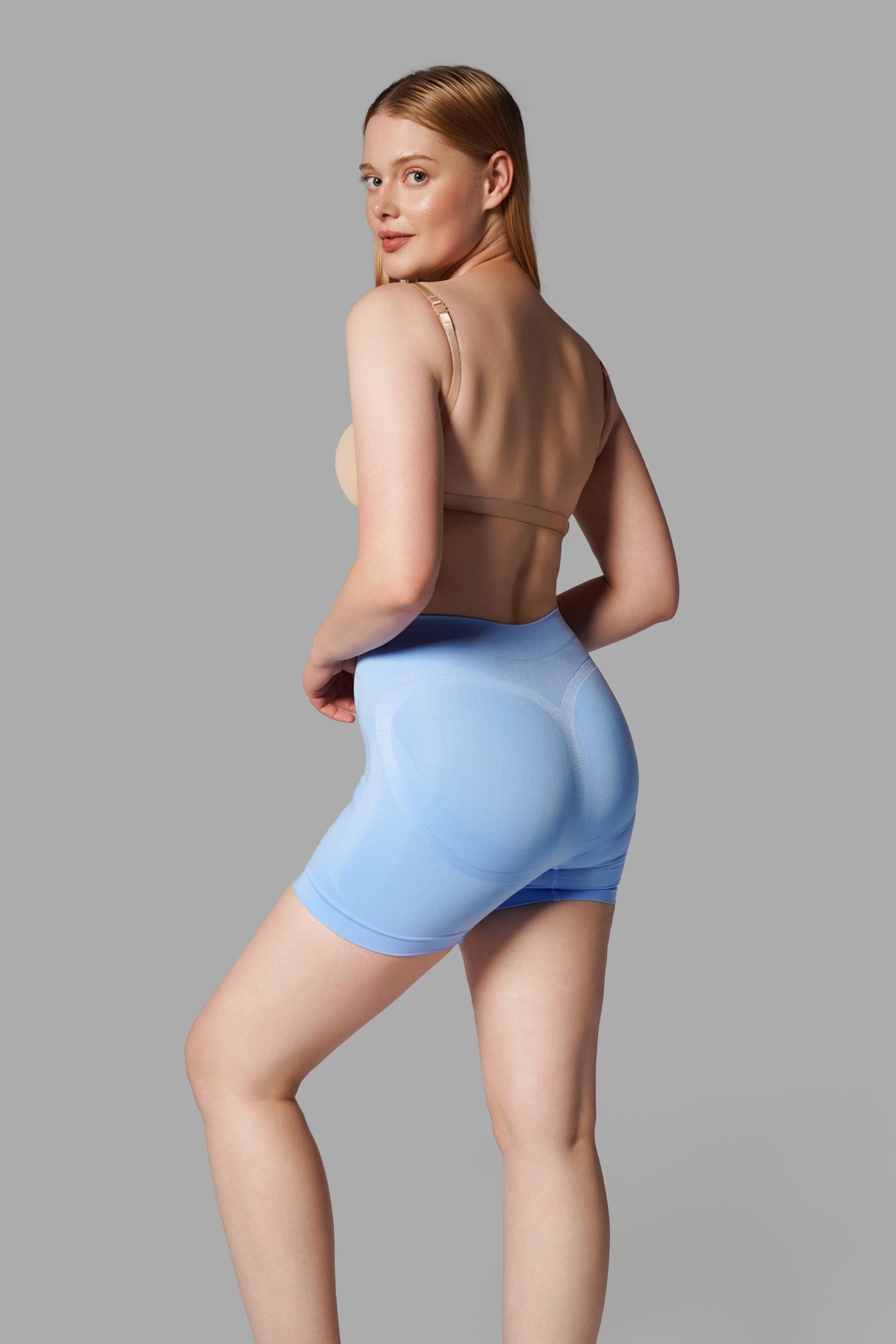 Push-Up Seamless Kısa Paçalı Korse – Mavi