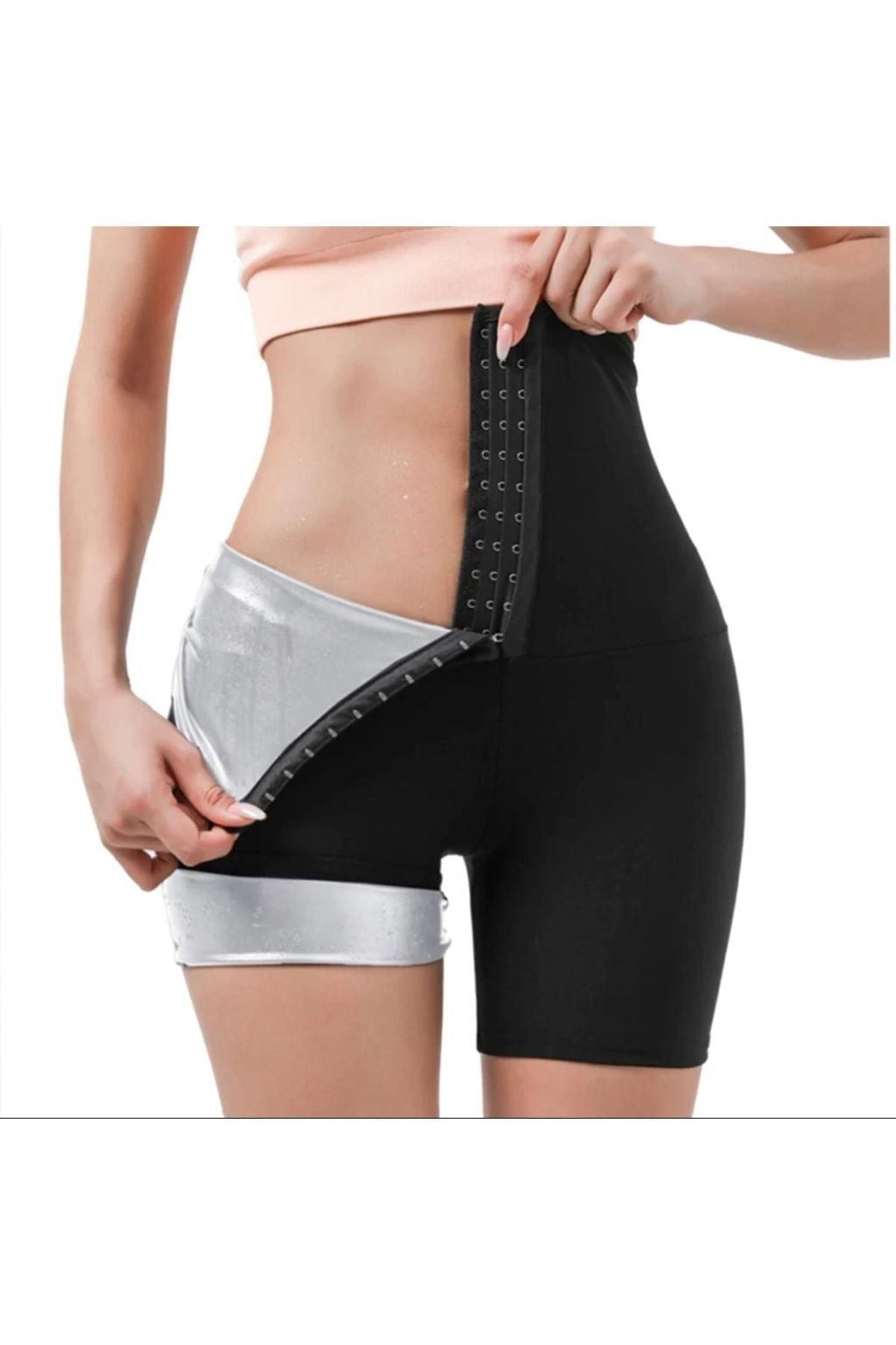 Agraflı Spor Termal Şort – Siyah