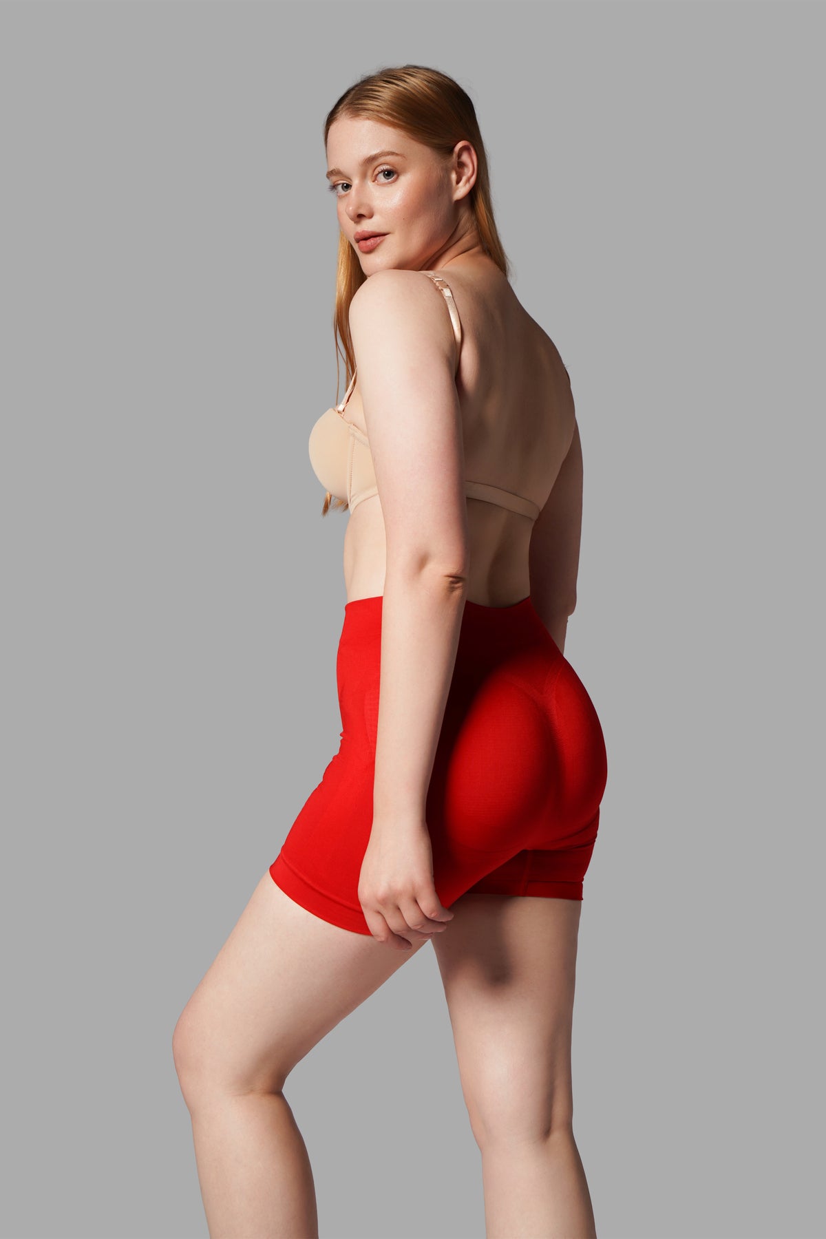 Push-Up Seamless Kısa Paçalı Korse – Kırmızı
