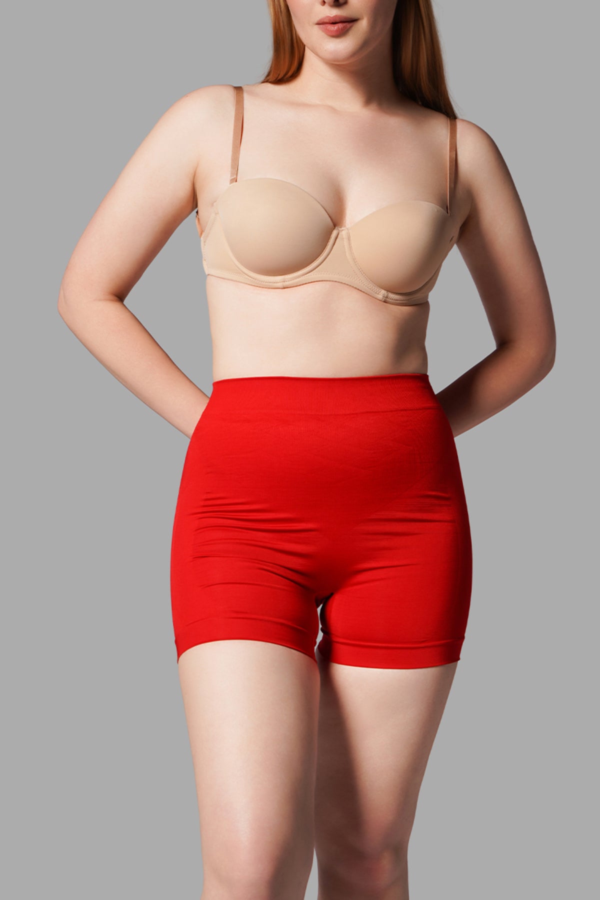 Push-Up Seamless Kısa Paçalı Korse – Kırmızı