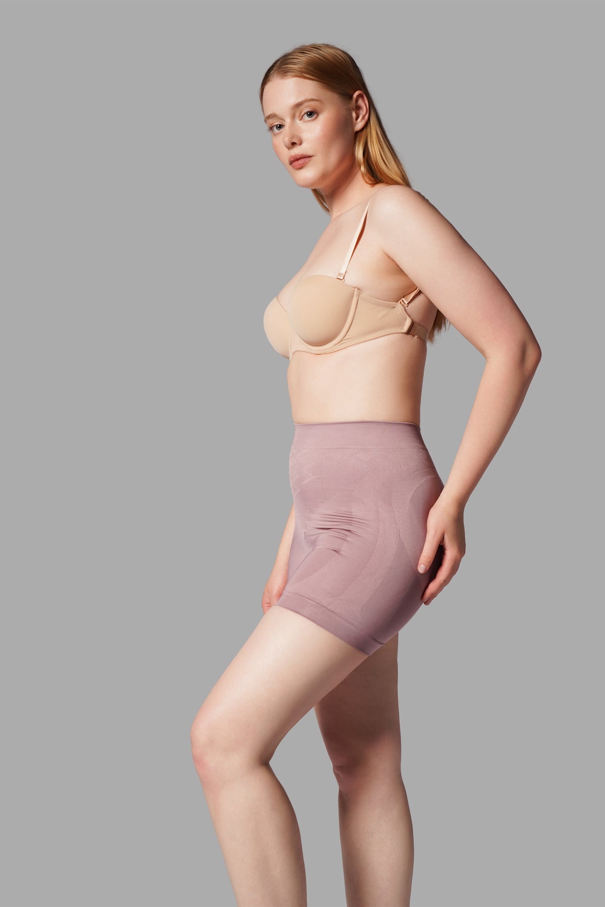 Push-Up Seamless Kısa Paçalı Korse – Gül Kurusu