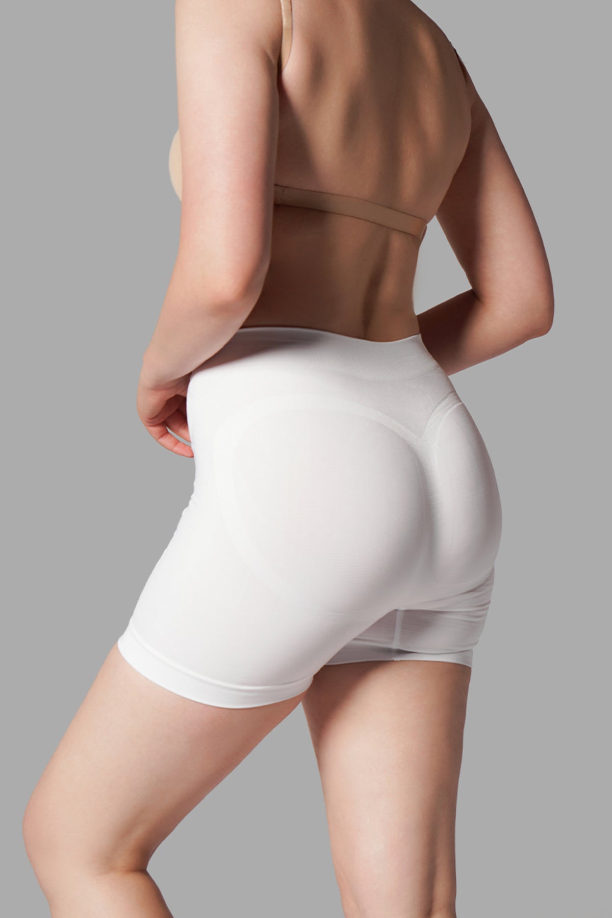 Push-Up Seamless Kısa Paçalı Korse – Beyaz