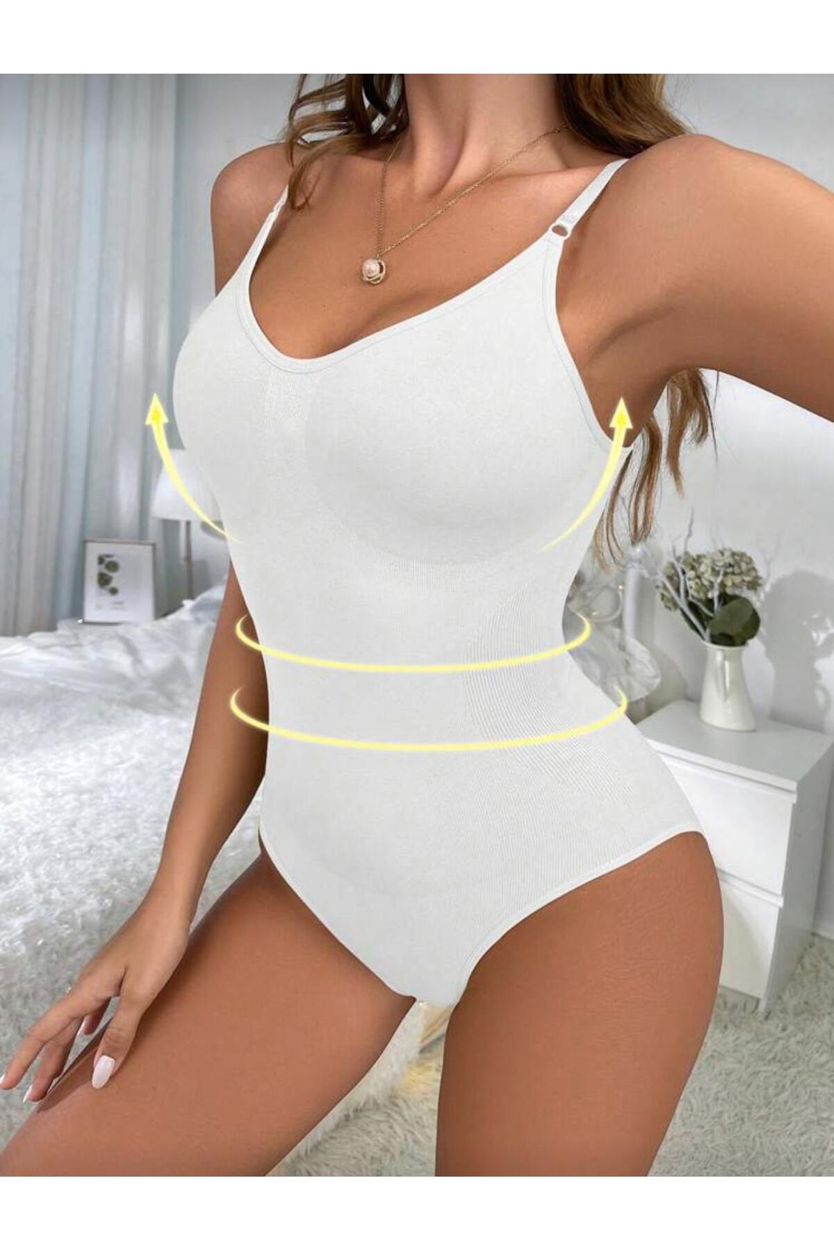 Büyük Beden Seamless Çıtçıtlı Zıbın Korse – Beyaz