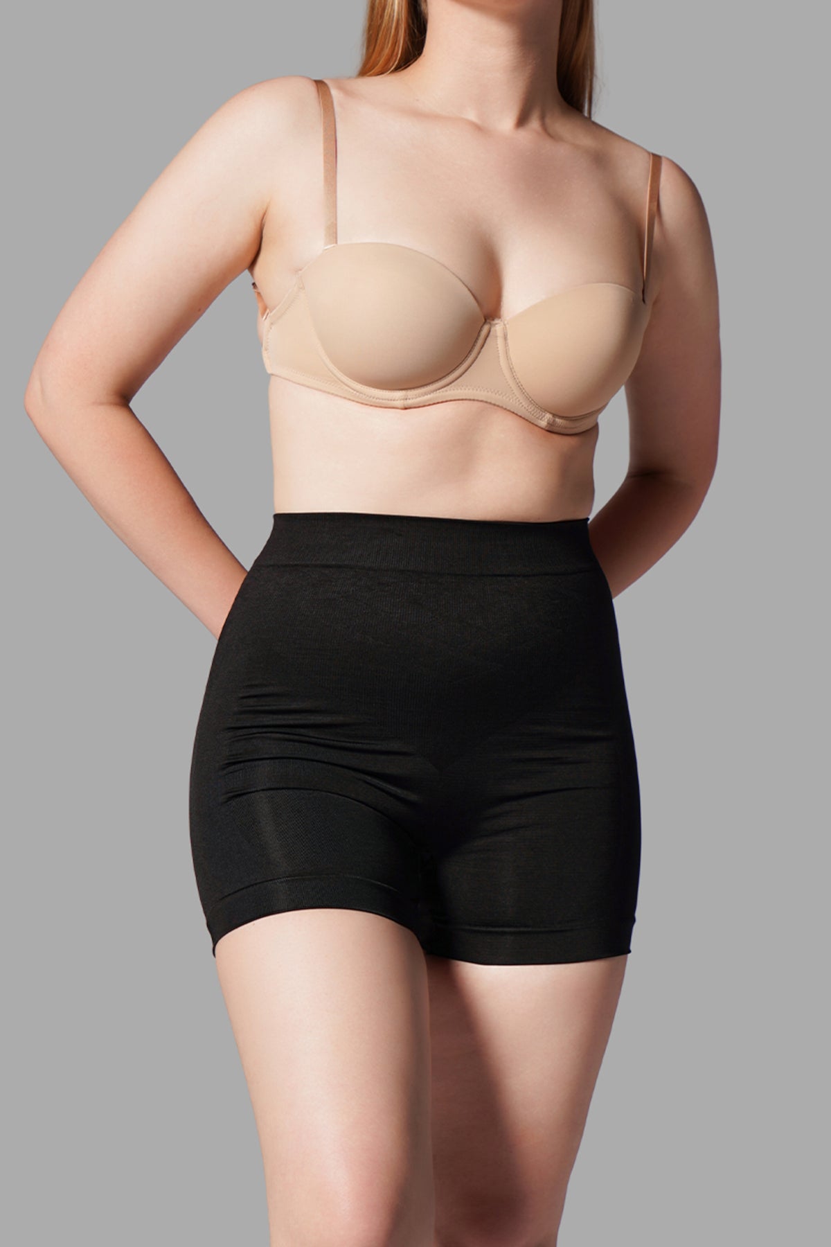 Push-Up Seamless Kısa Paçalı Korse – Siyah