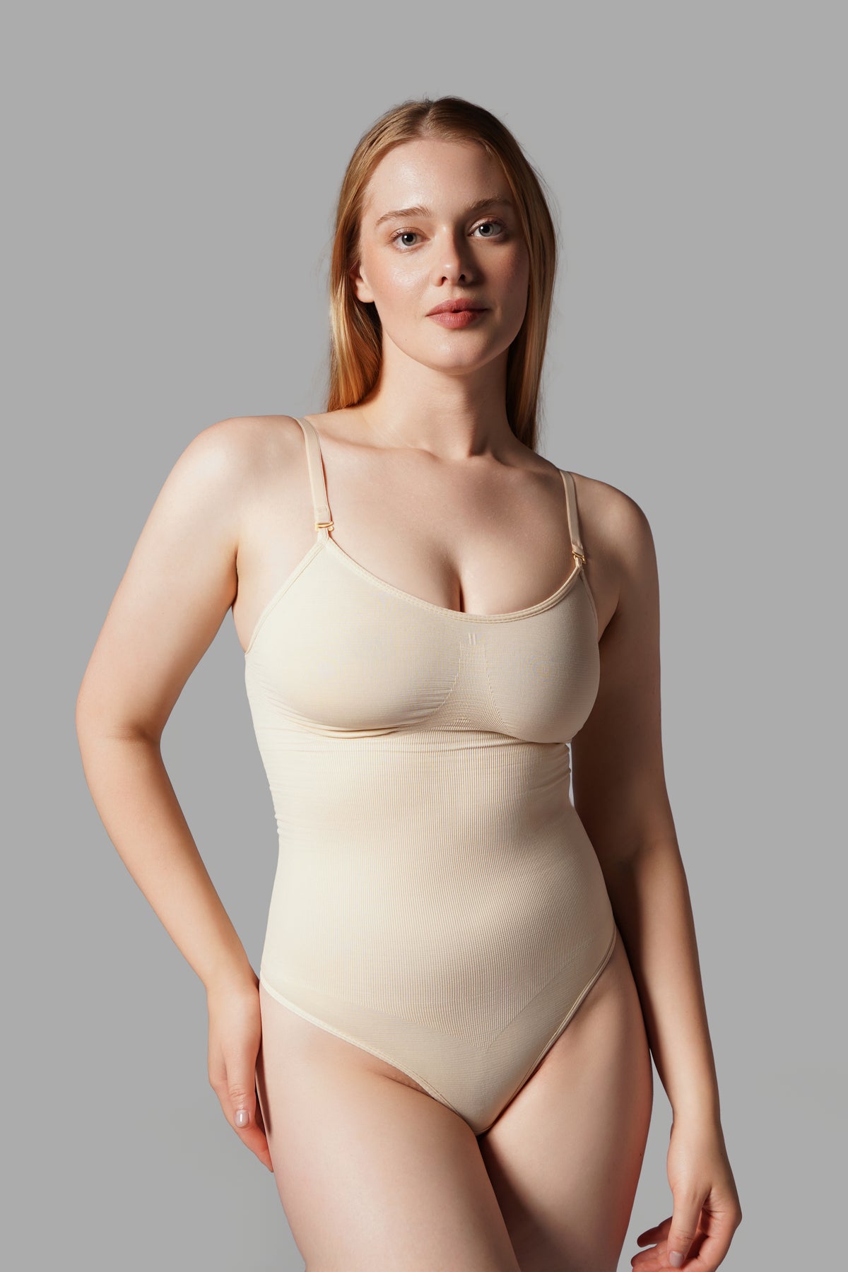 Çıtçıtlı String Body Korse – Bej