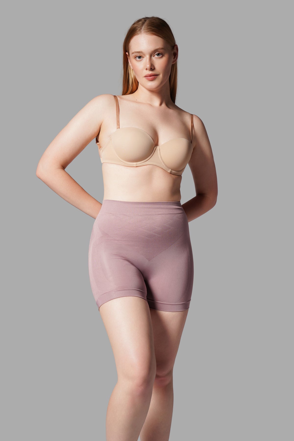 Push-Up Seamless Kısa Paçalı Korse – Gül Kurusu