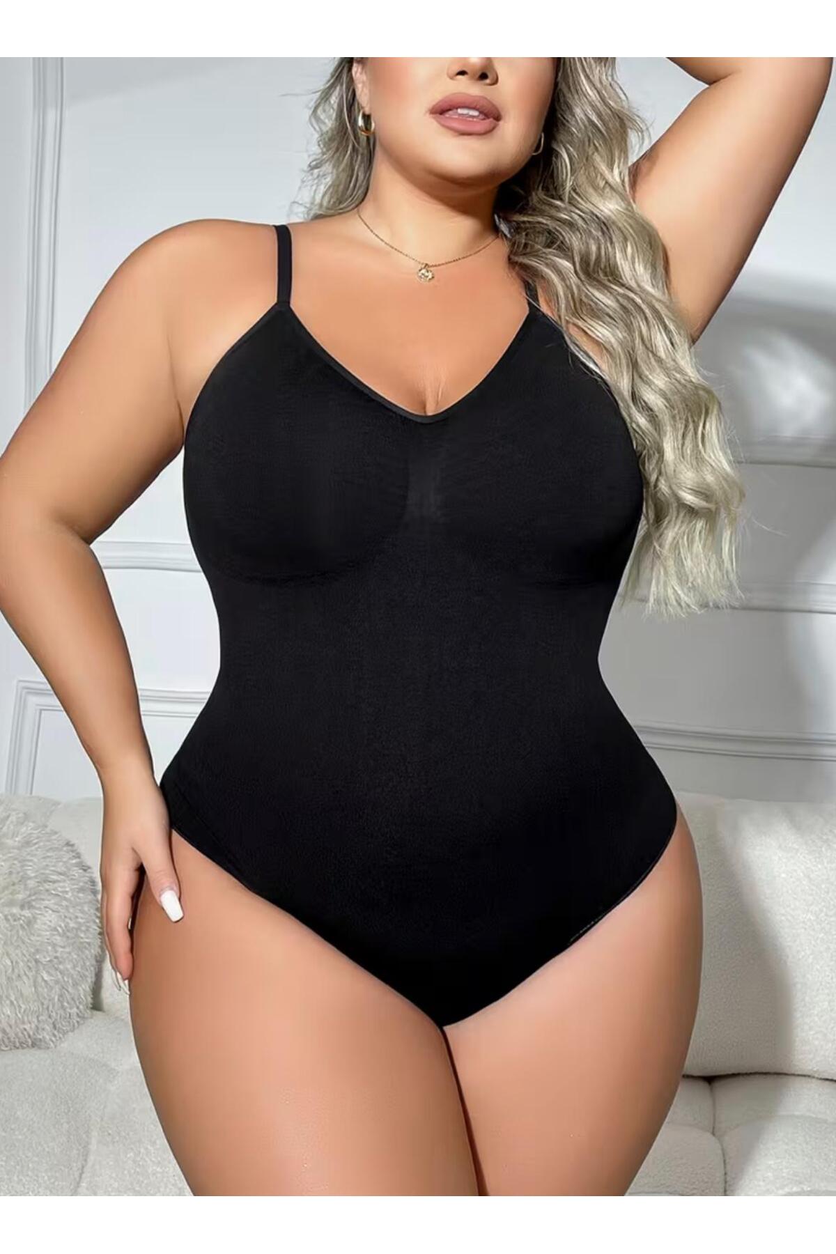 Büyük Beden Seamless Çıtçıtlı Zıbın Korse – Siyah