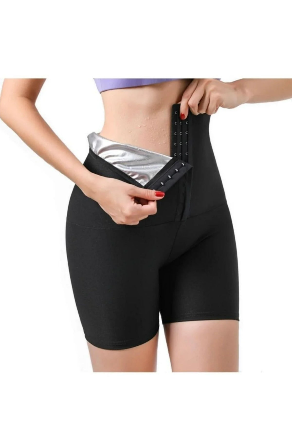 Agraflı Spor Termal Şort – Siyah