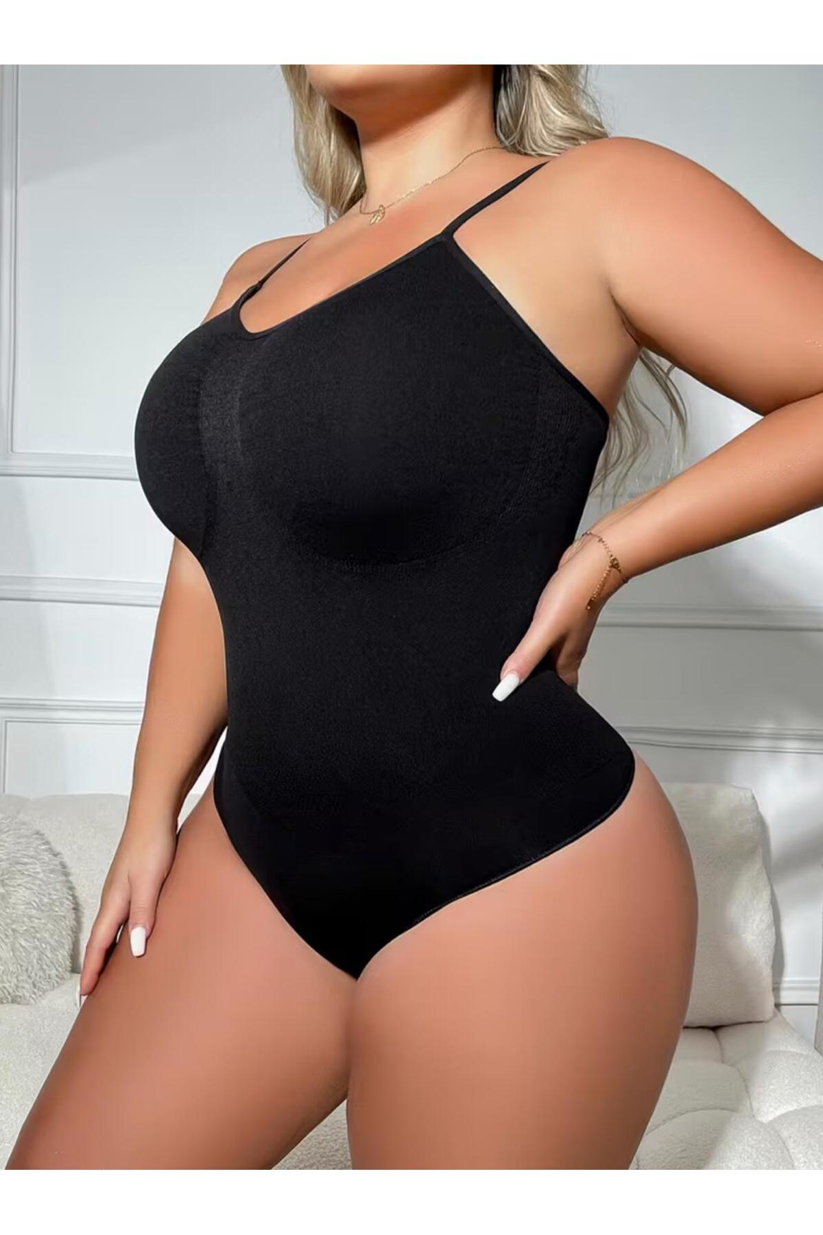Büyük Beden Seamless Çıtçıtlı Zıbın Korse – Siyah