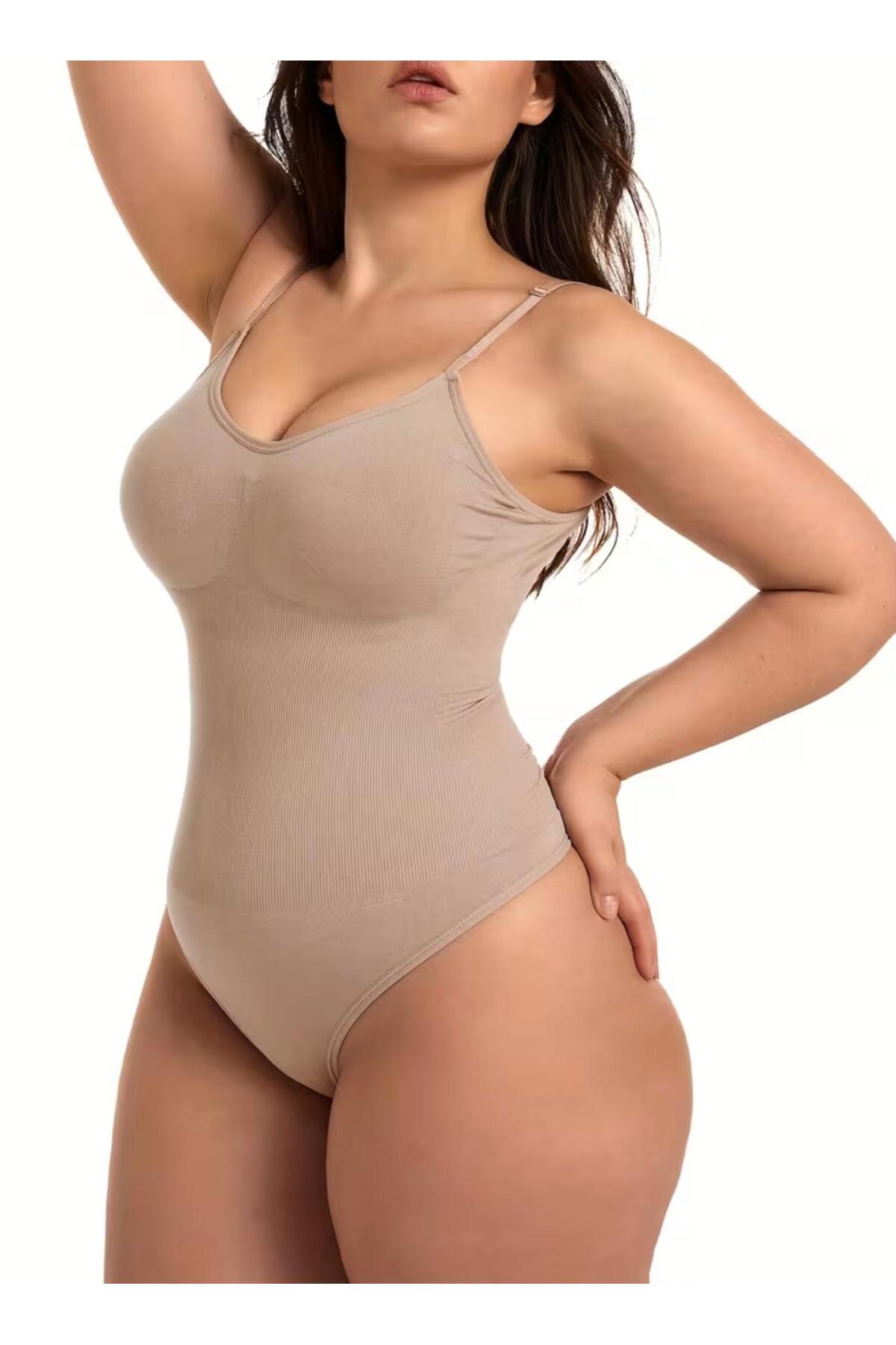 Büyük Beden Seamless Çıtçıtlı Zıbın Korse – Bej