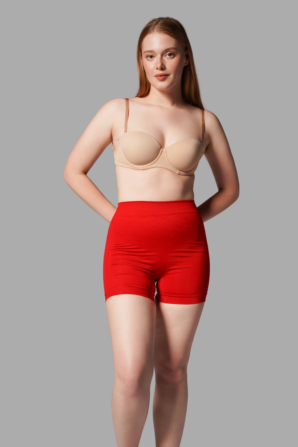 Push-Up Seamless Kısa Paçalı Korse – Kırmızı