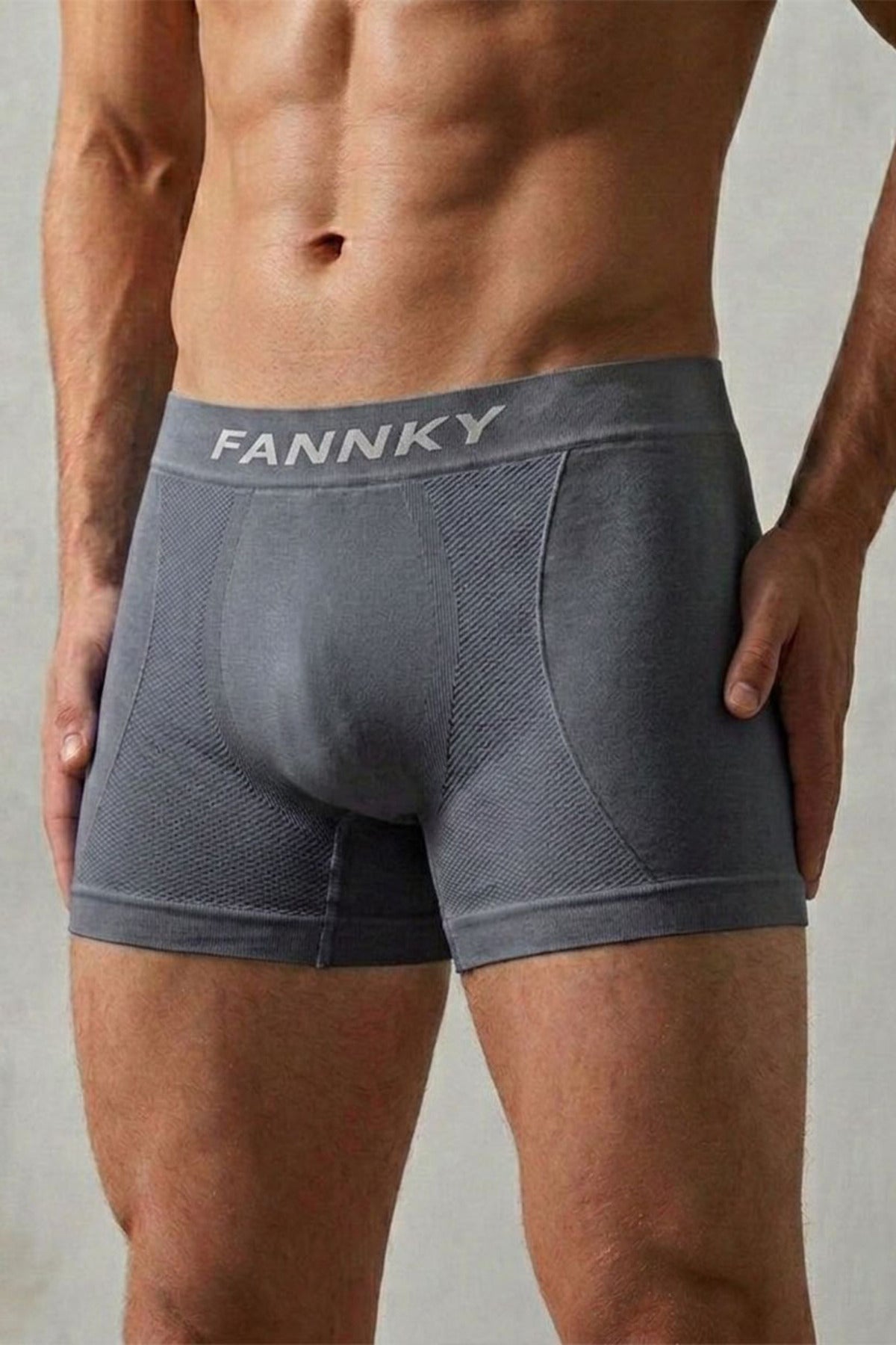 Erkek Dikişsiz Bol Kesim Boxer – Gri