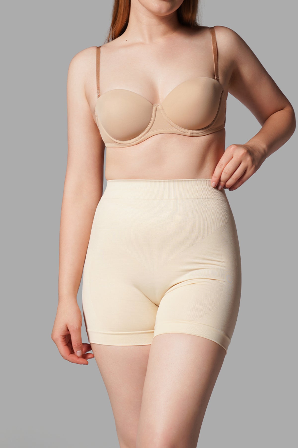 Push-Up Seamless Kısa Paçalı Korse – Bej