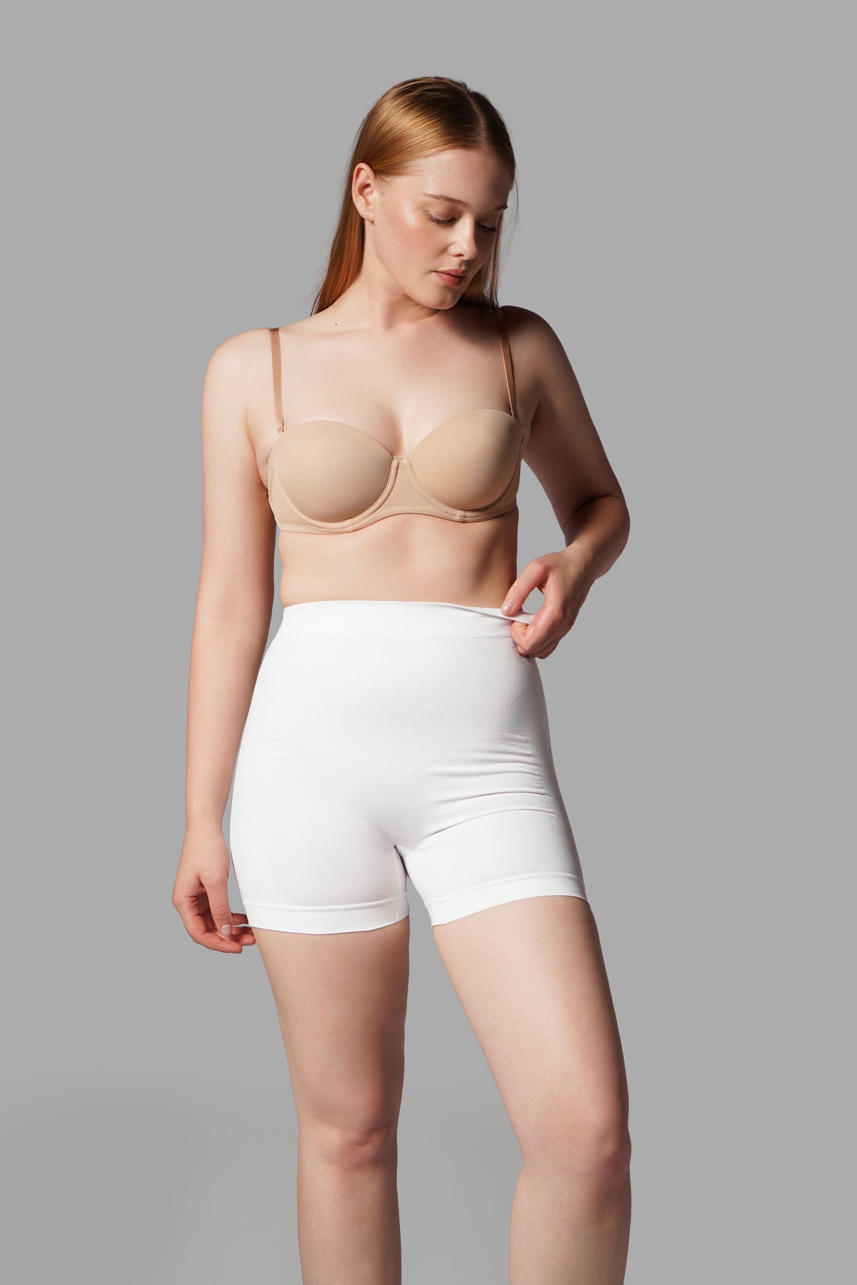 Push-Up Seamless Kısa Paçalı Korse – Beyaz