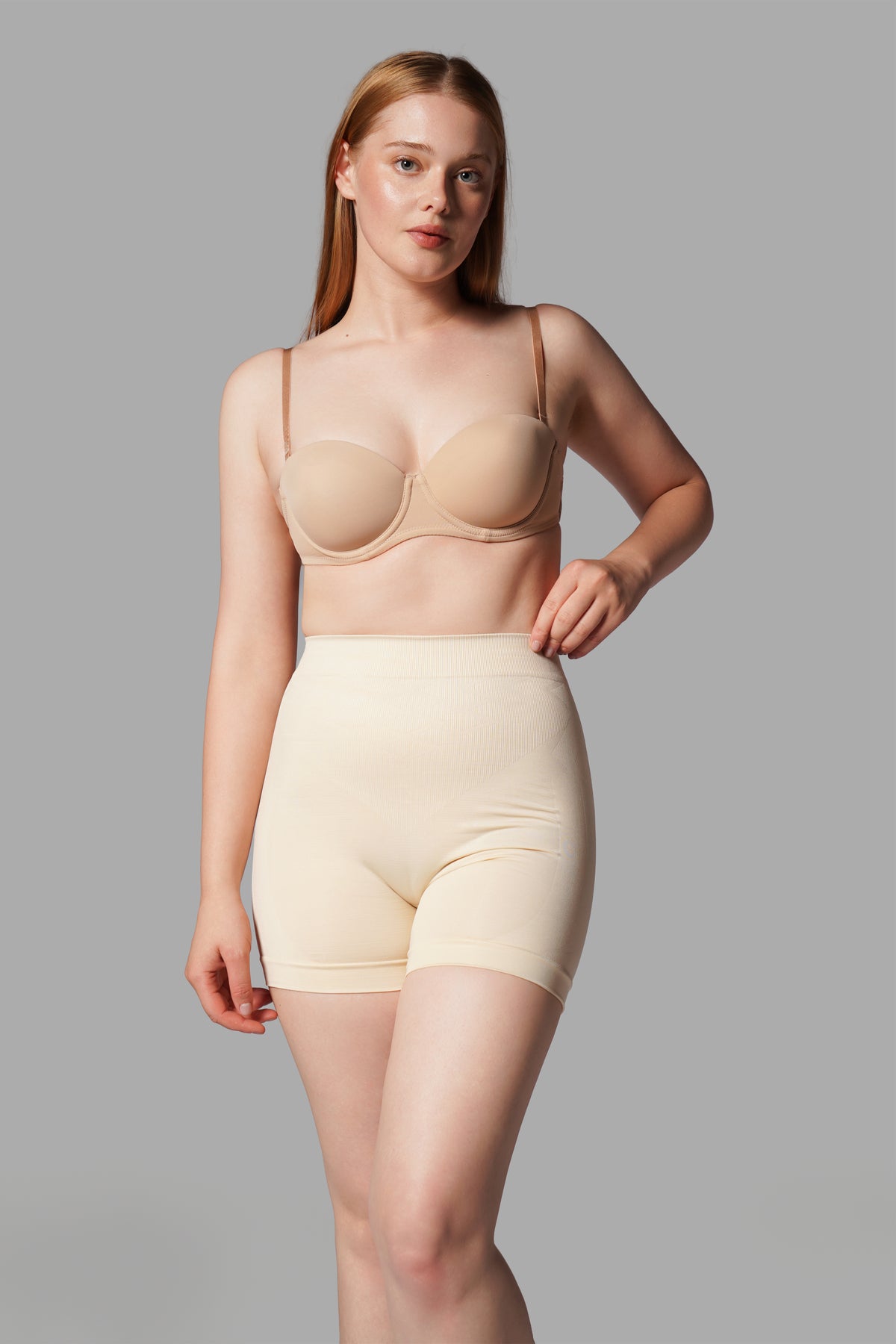 Push-Up Seamless Kısa Paçalı Korse – Bej
