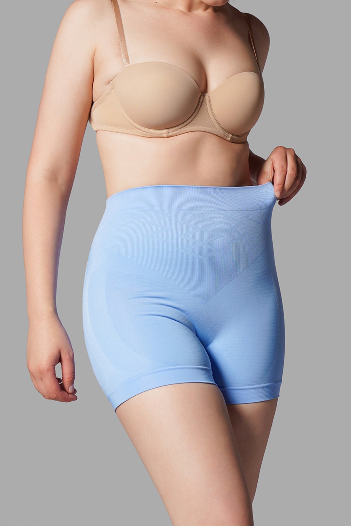 Push-Up Seamless Kısa Paçalı Korse – Mavi