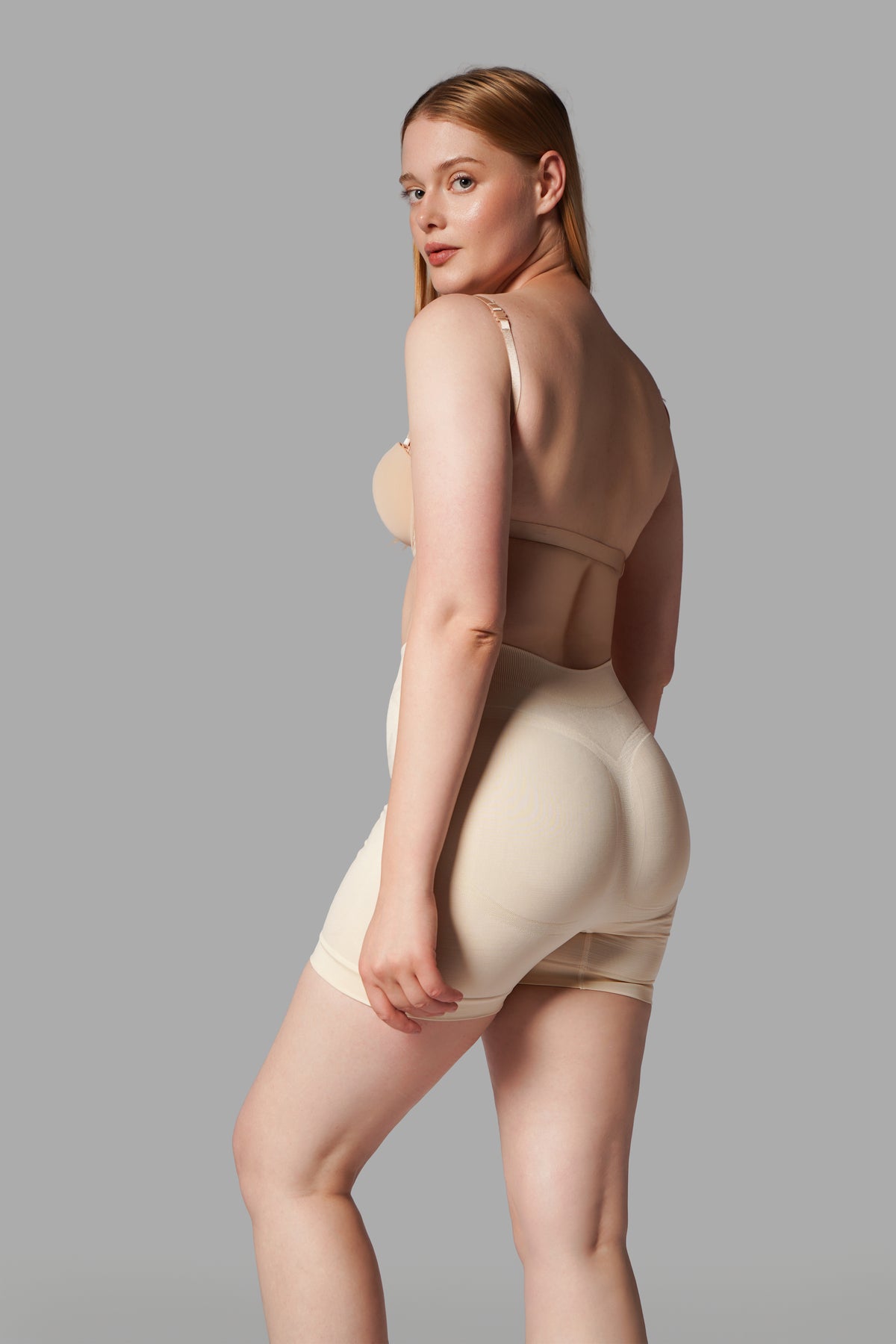 Push-Up Seamless Kısa Paçalı Korse – Bej