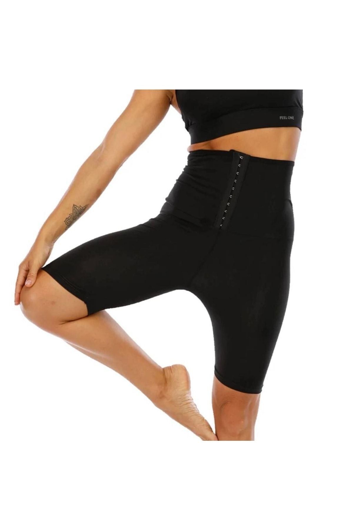 Agraflı Spor Termal Şort – Siyah