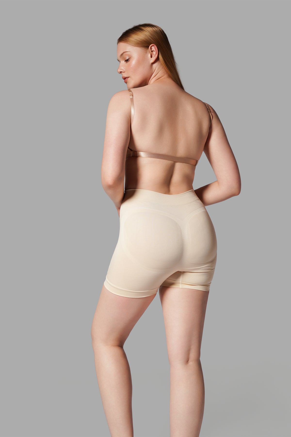 Push-Up Seamless Kısa Paçalı Korse – Bej