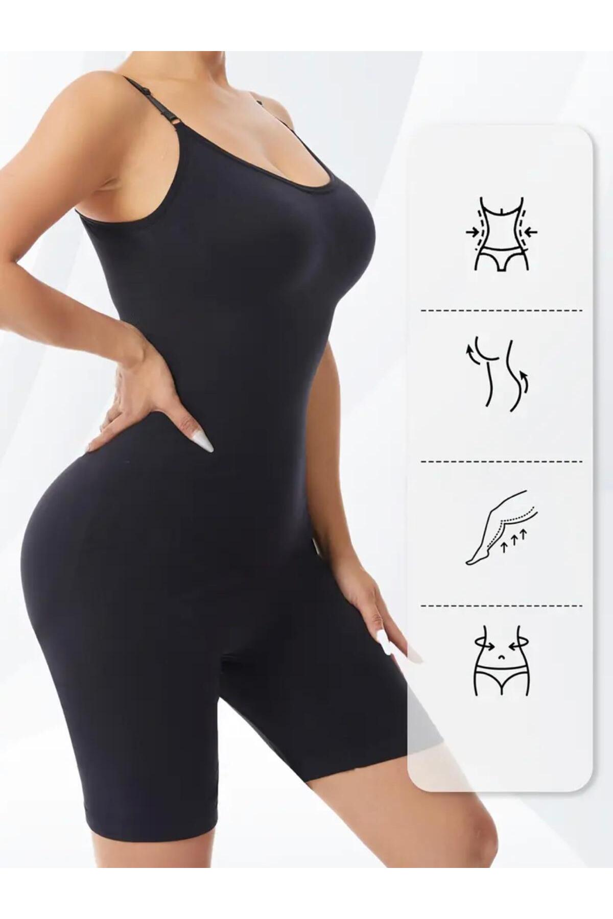 Büyük Beden Seamless Toparlayan Tam Boy Vücut Korsesi – Siyah