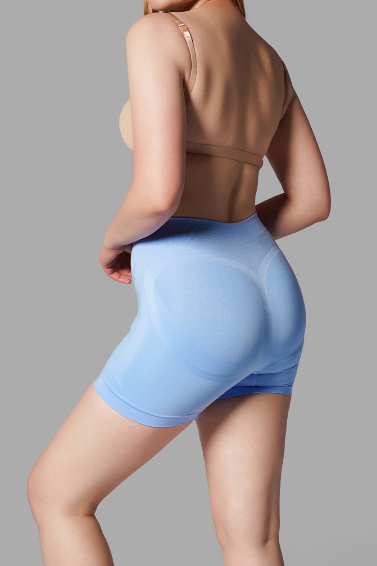 Push-Up Seamless Kısa Paçalı Korse – Mavi