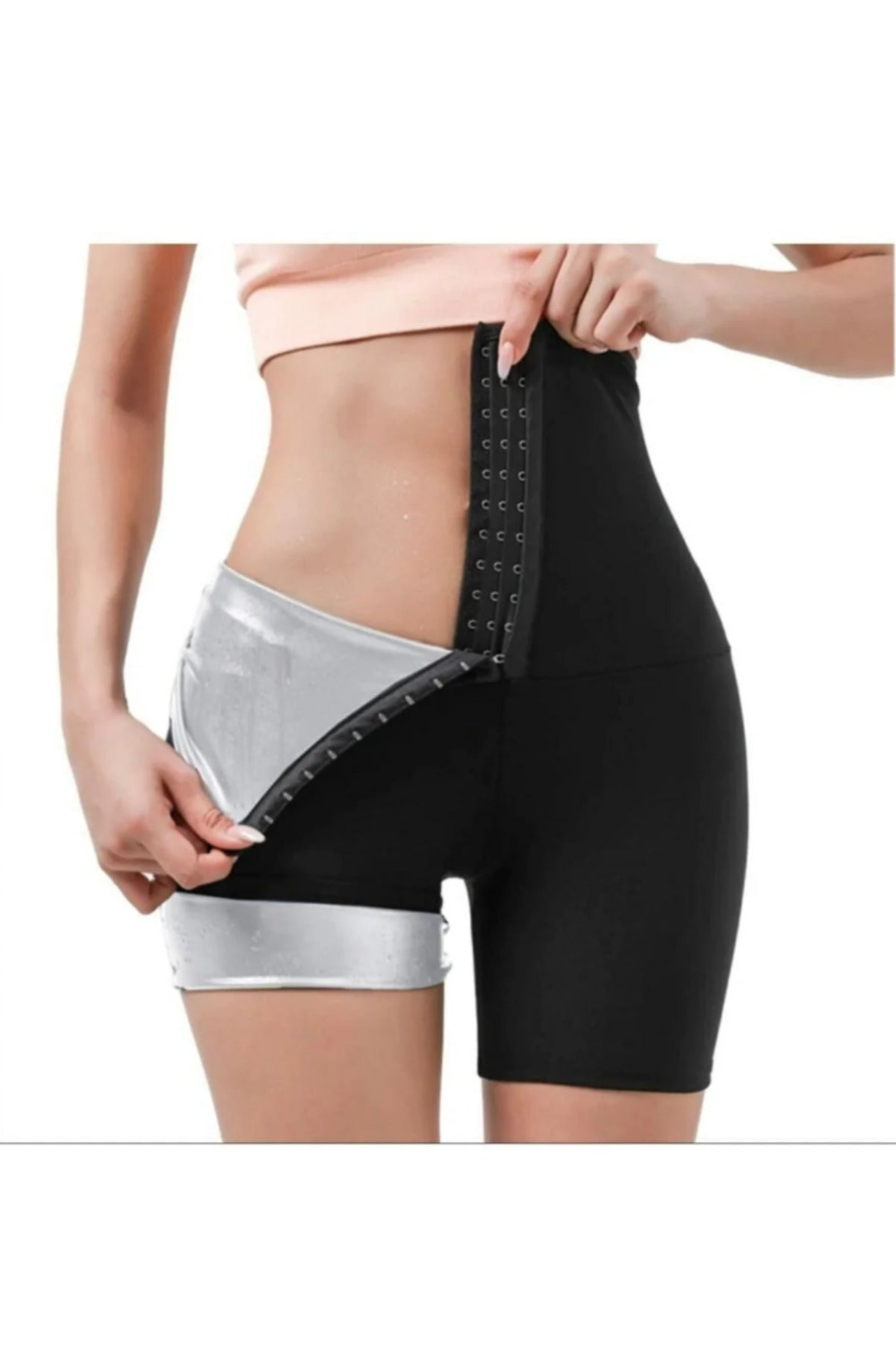 Agraflı Spor Termal Şort – Siyah
