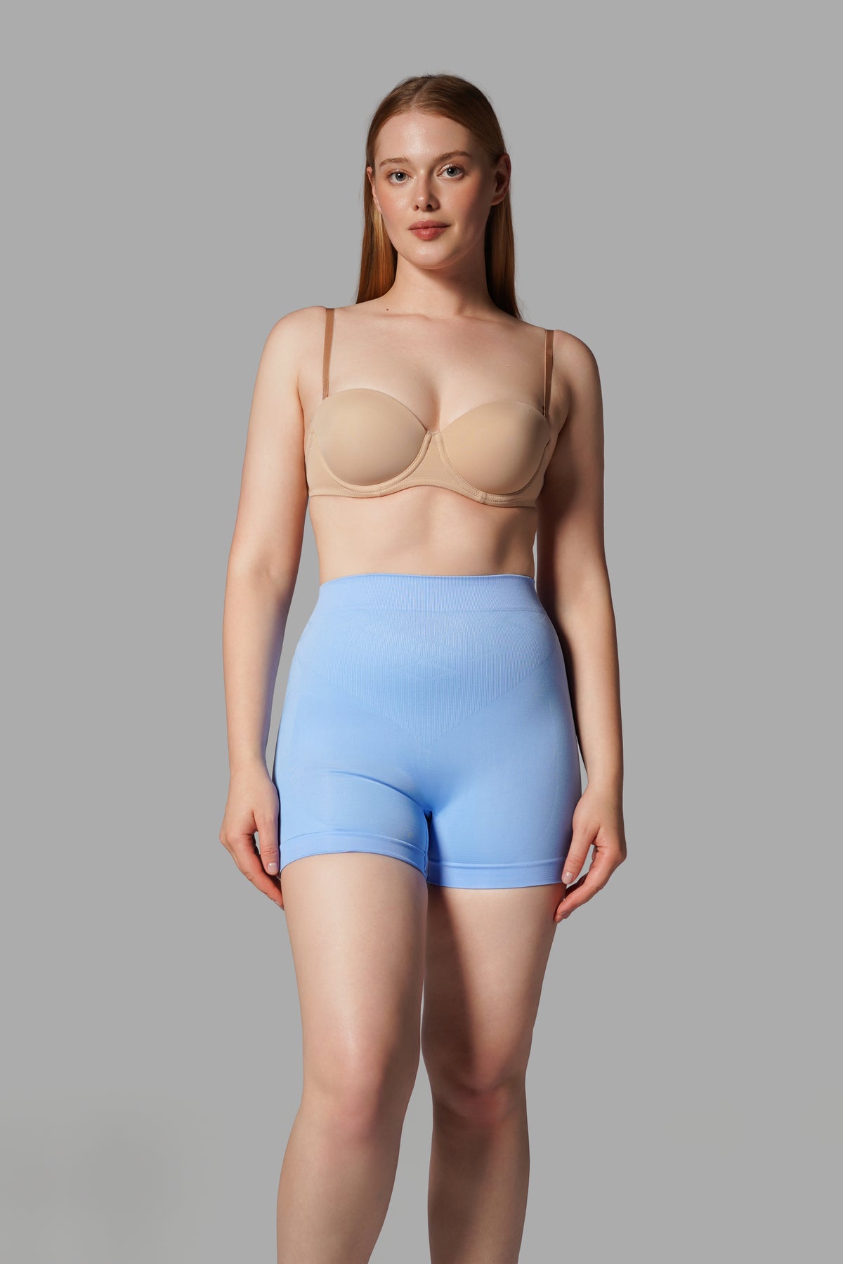 Push-Up Seamless Kısa Paçalı Korse – Mavi