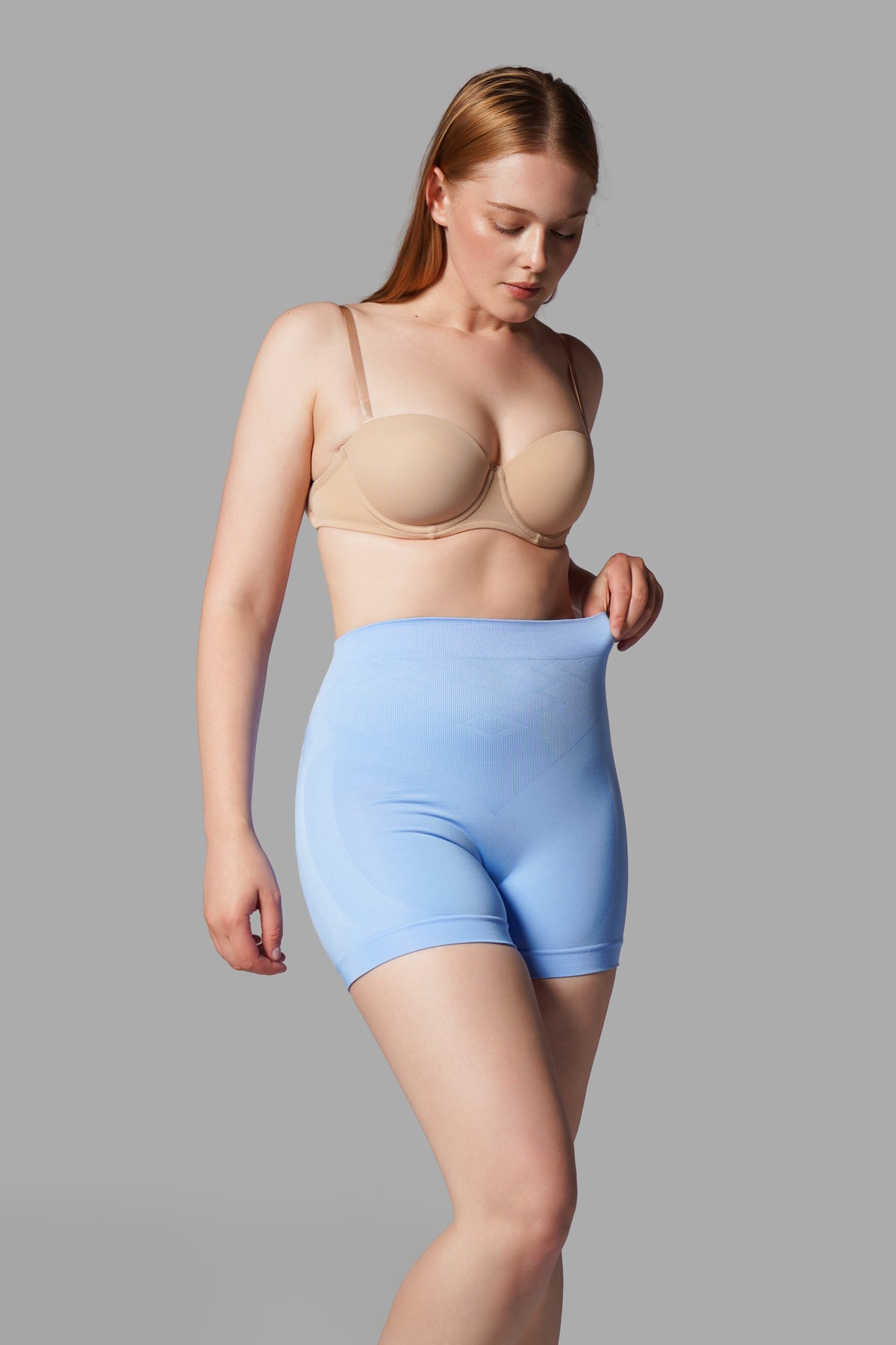 Push-Up Seamless Kısa Paçalı Korse – Mavi