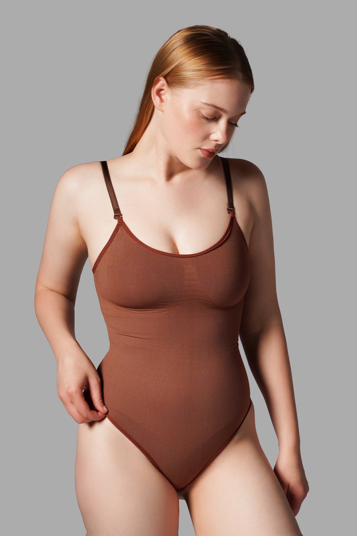 Çıtçıtlı String Body Korse – Kahverengi